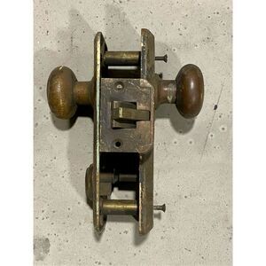Antique Brass Door Knob and Martise Lock Set pat 1911